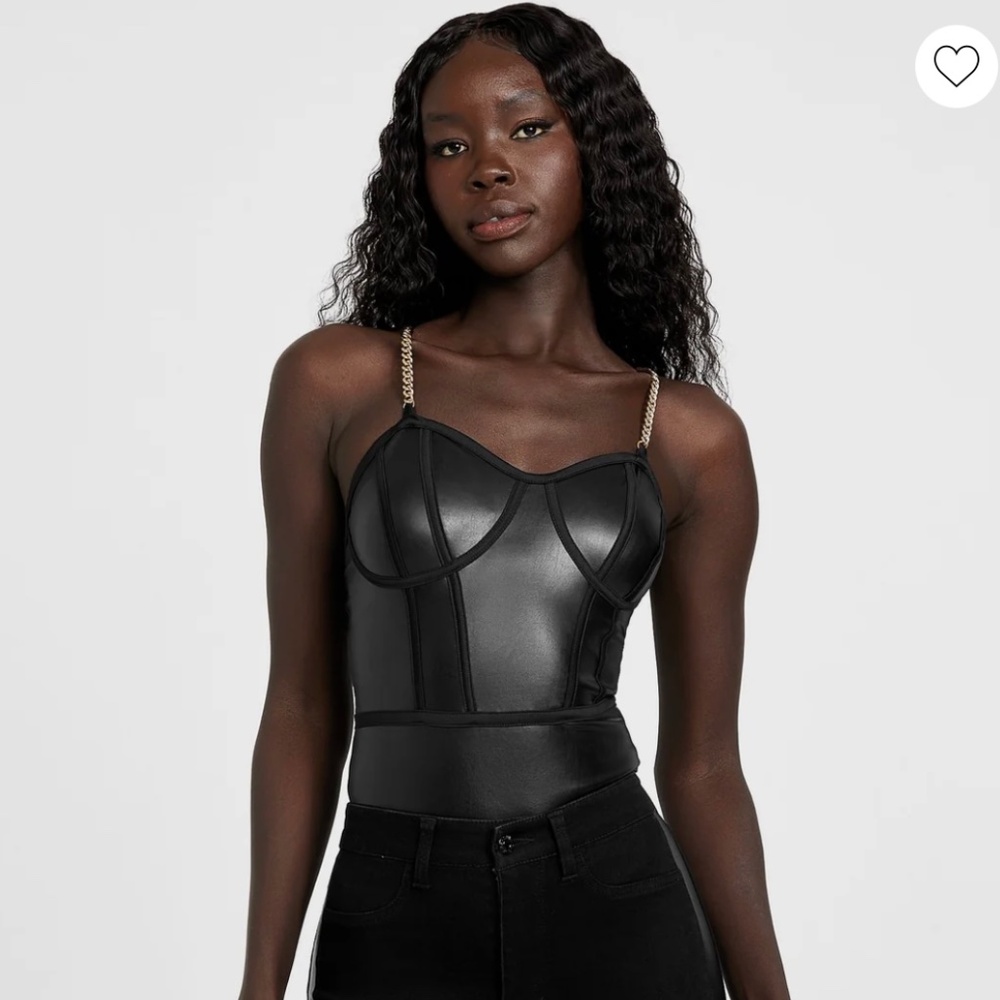 GUESS Yates faux leather bodysuit size M